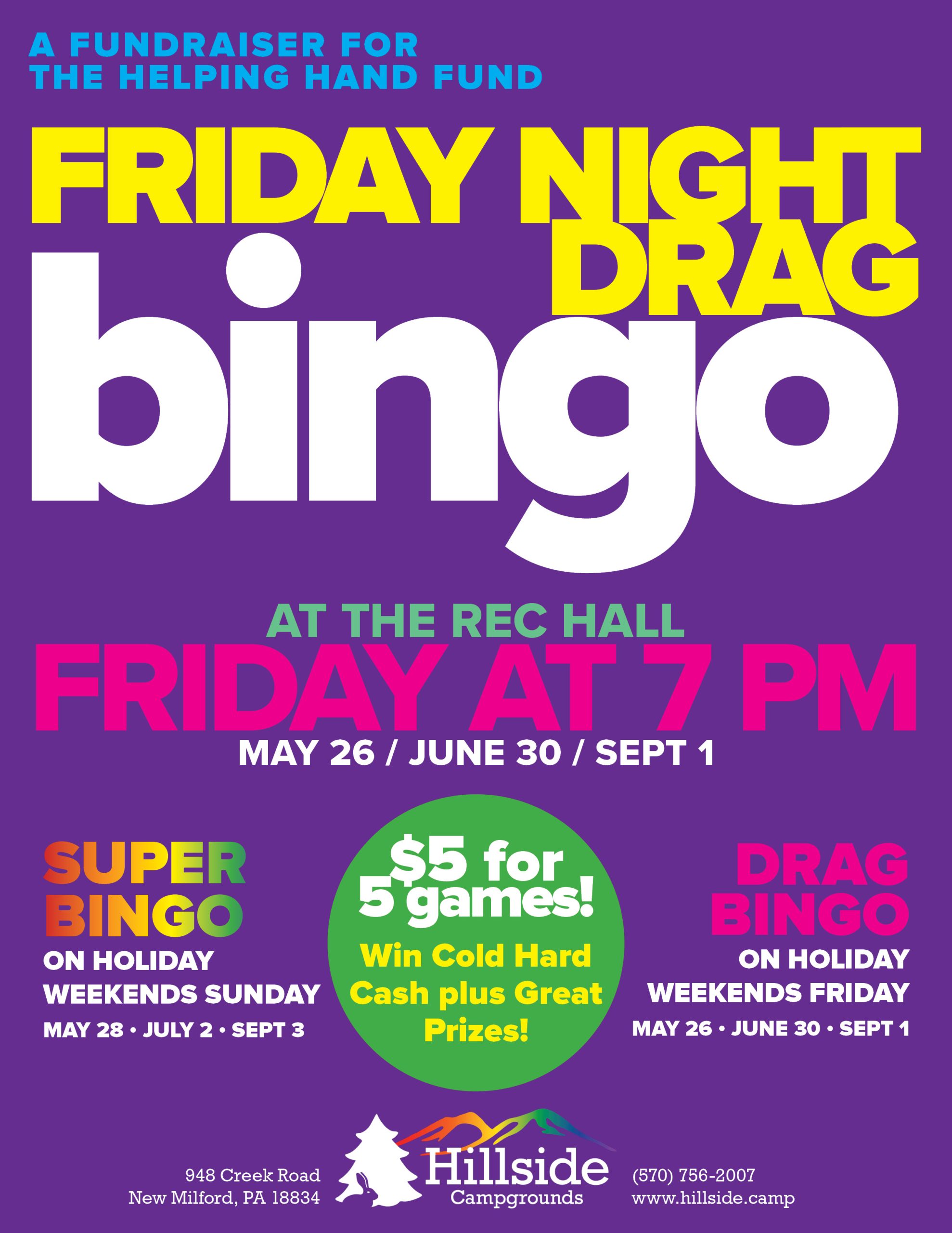2023 Hillside Friday Drag Bingo flier